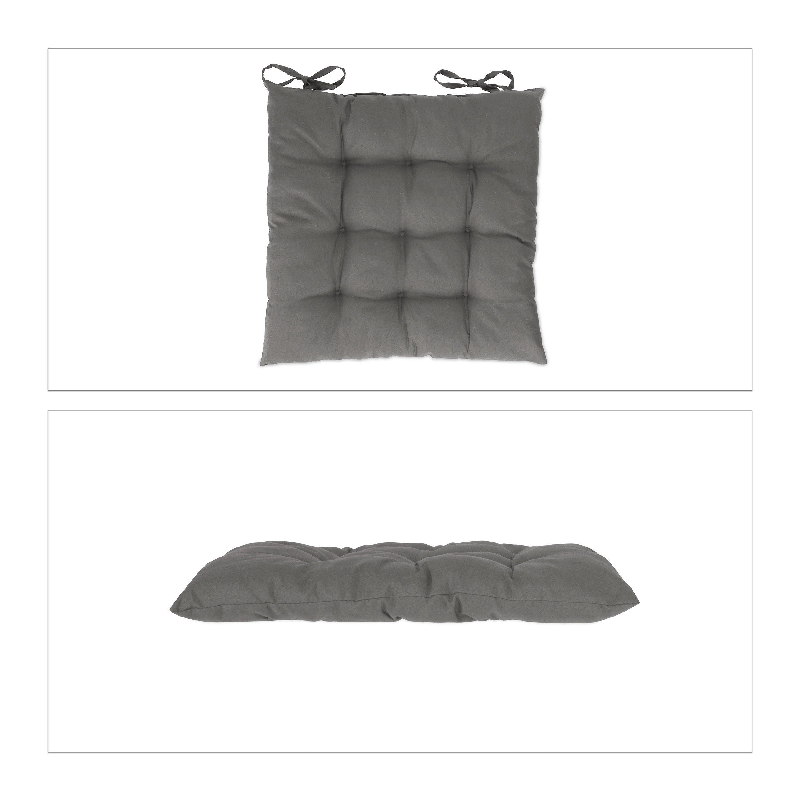 relaxdays Stuhlkissen 4er Set Stuhlkissen grau