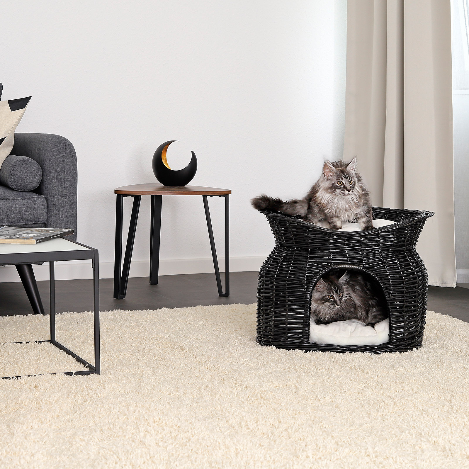 Lionto Katzenbetten & Katzensofas Lionto Weidenkorb für Katze schwarz