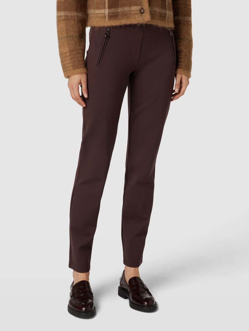 Skinny Fit Stoffhose mit Stretch-Anteil in schokobraun