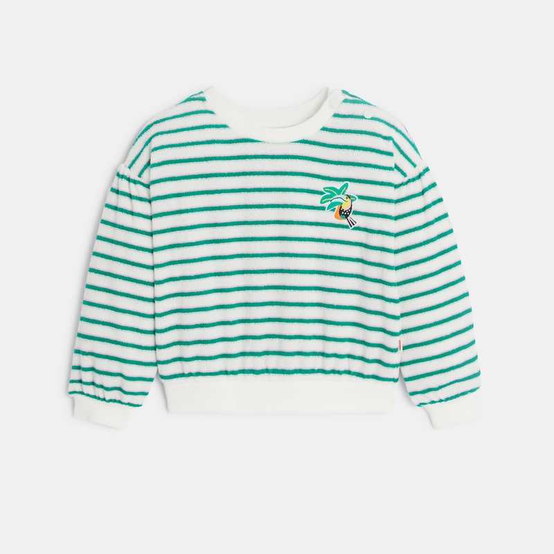 Sweat bébé fille blanc à rayures vertes bébé fille Catimini
