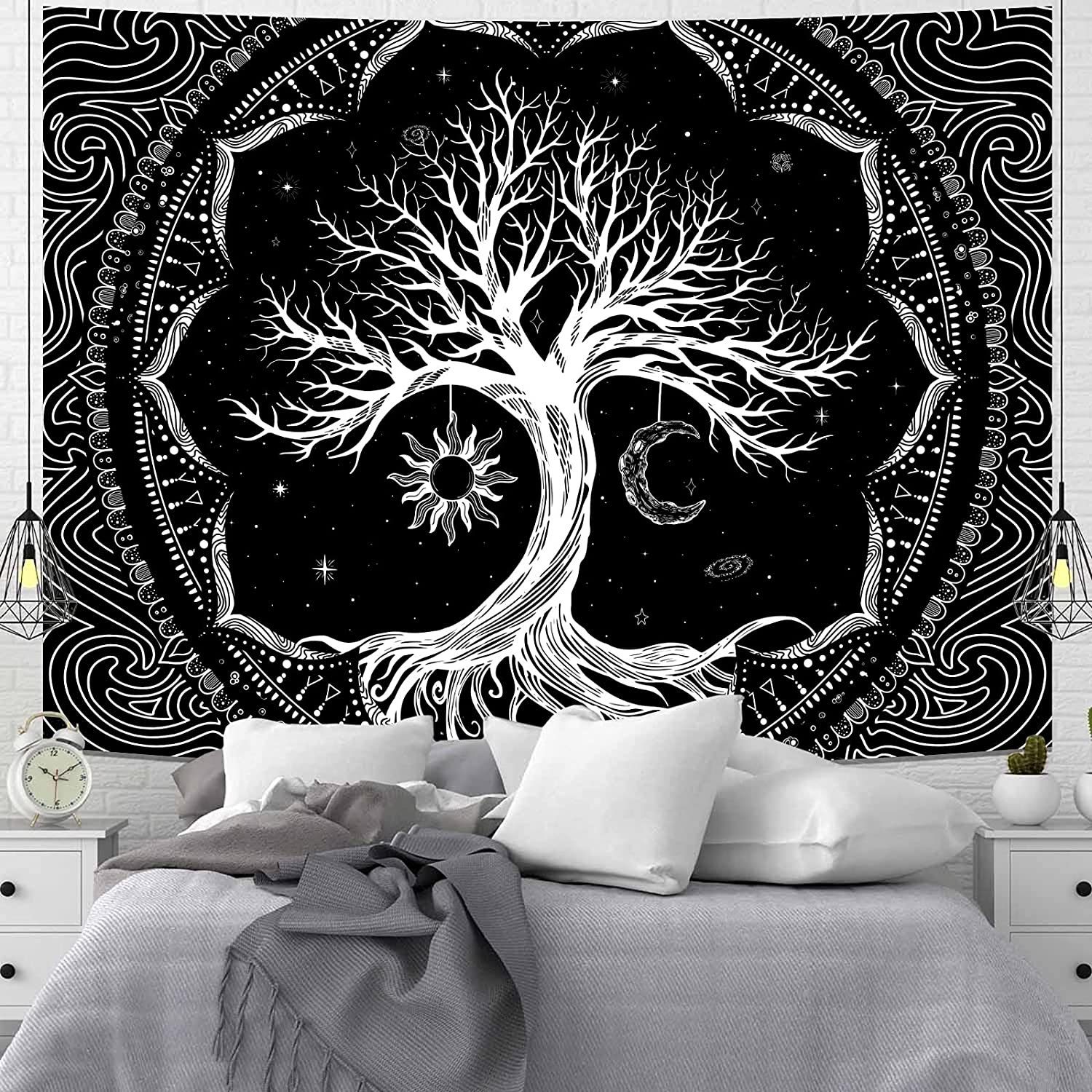Wandteppich Baum des Lebens Tapisserie 150*130CM Trippy Mandala Wandteppich, Vaxiuja