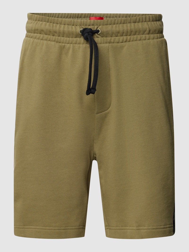 Sweatshorts mit Logo-Details Modell 'Sporty' in olivgrün