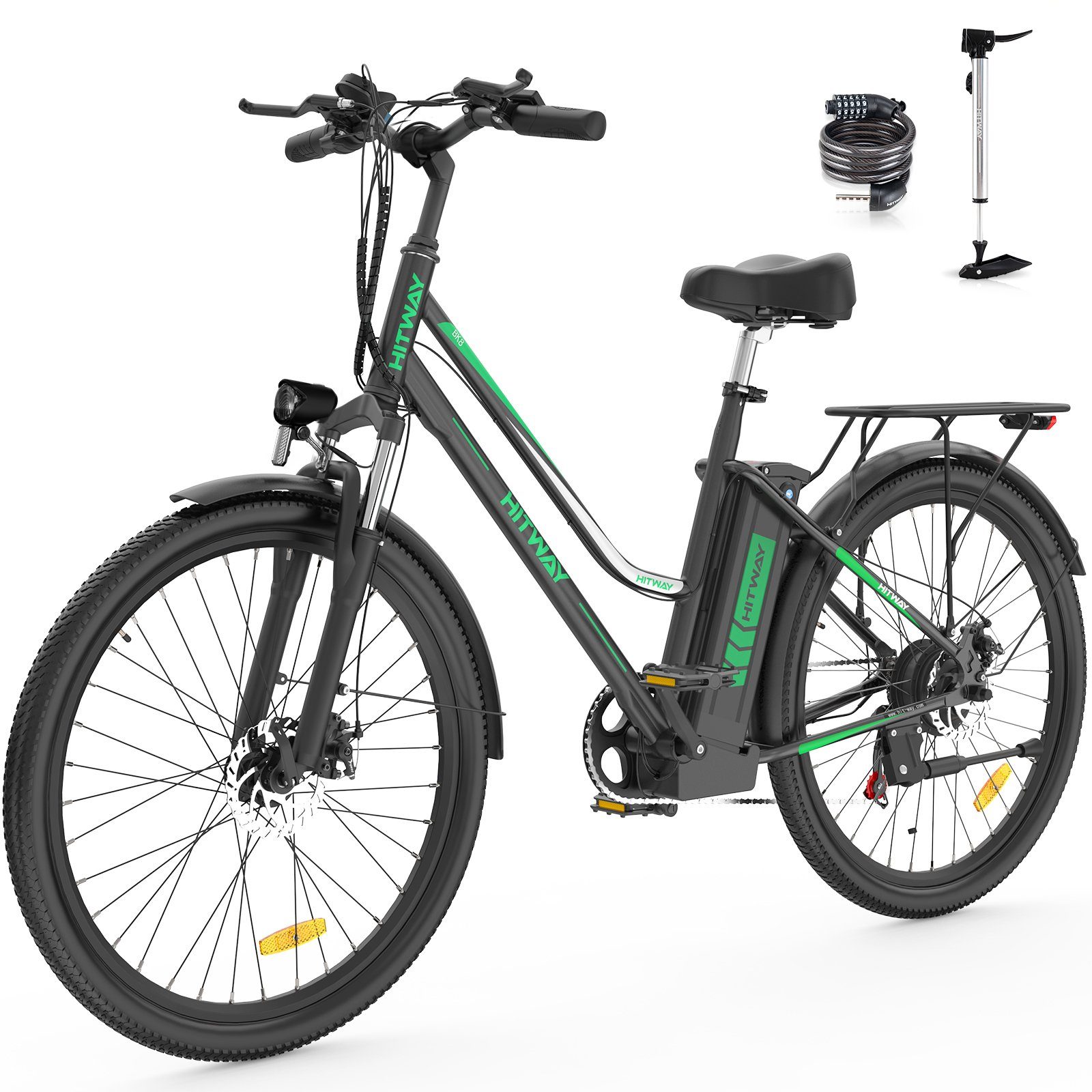 HITWAY E-Bike 26 Zoll Elektrofahrrad mit 250W,36V/11.2Ah,25km/h, für Damen Herren, 7 Gang Shimano, Kettenschaltung, Heckmotor, Elektrofahrrad für Damen und Herren 165 - 185 cm, innerhalb der StVZO