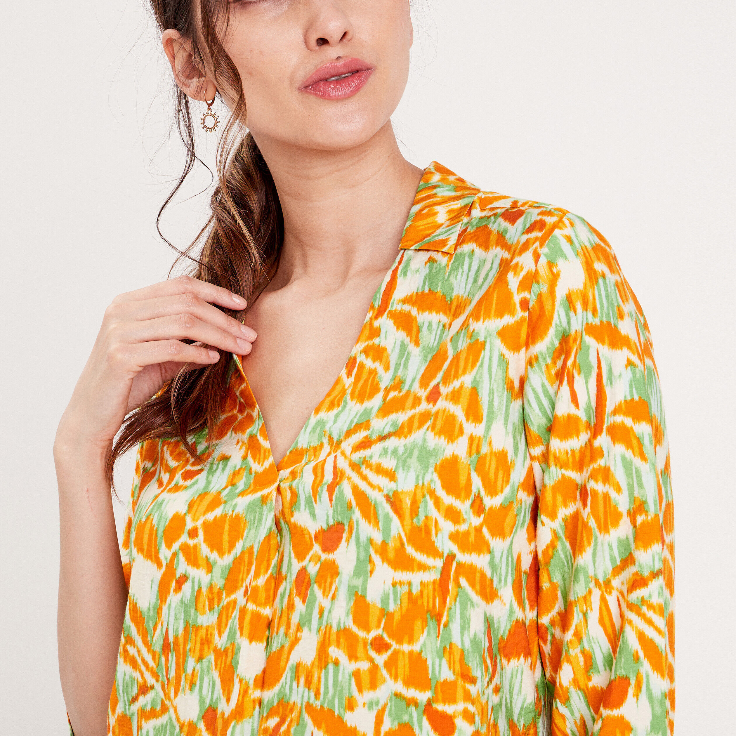 Blouse manches 3/4 vert femme | Cache Cache