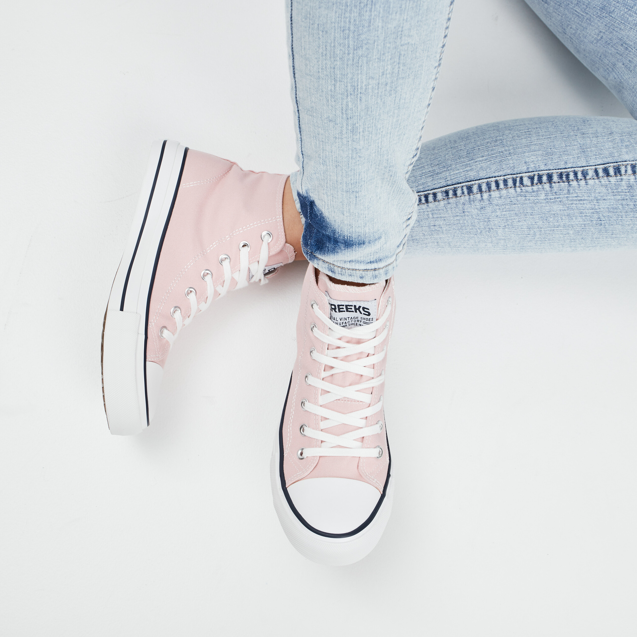 Baskets montantes en toile Creeks rose femme | La Halle