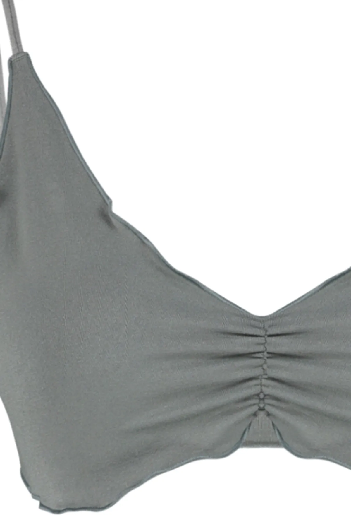 Trendyol Collection  Grauer nahtloser/nahtloser Strick-BH mit Seilträgern und ohne Kappe THMAW24SU00033