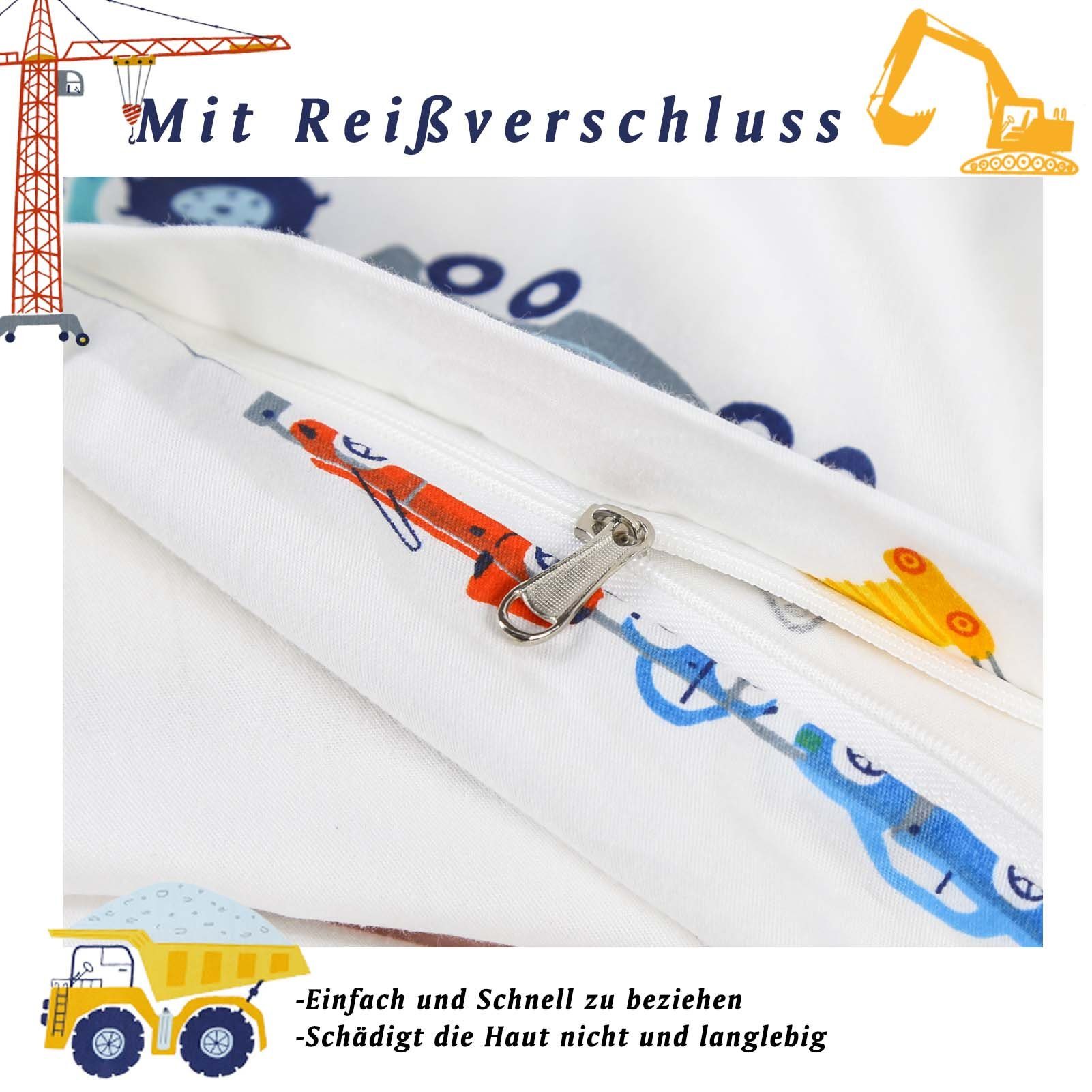 Kinderbettwäsche GCC, KEAYOO, Baumwolle, 2 teilig, Autos Muster 100% Baumwolle mit Reißverschluss