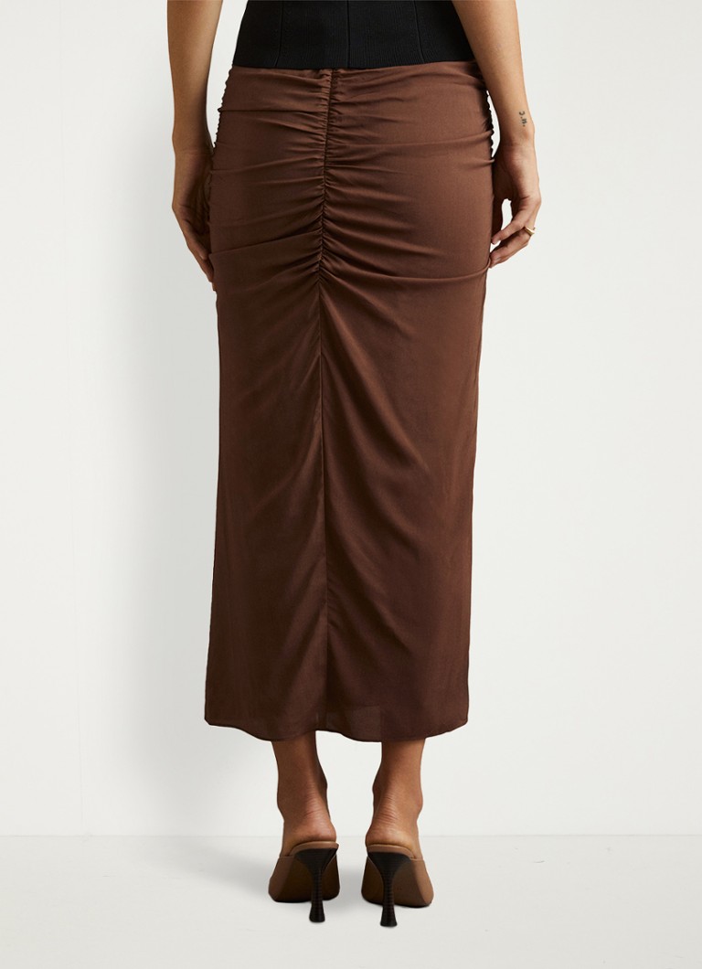 Reiss  Lisa midi rok met ruches en split