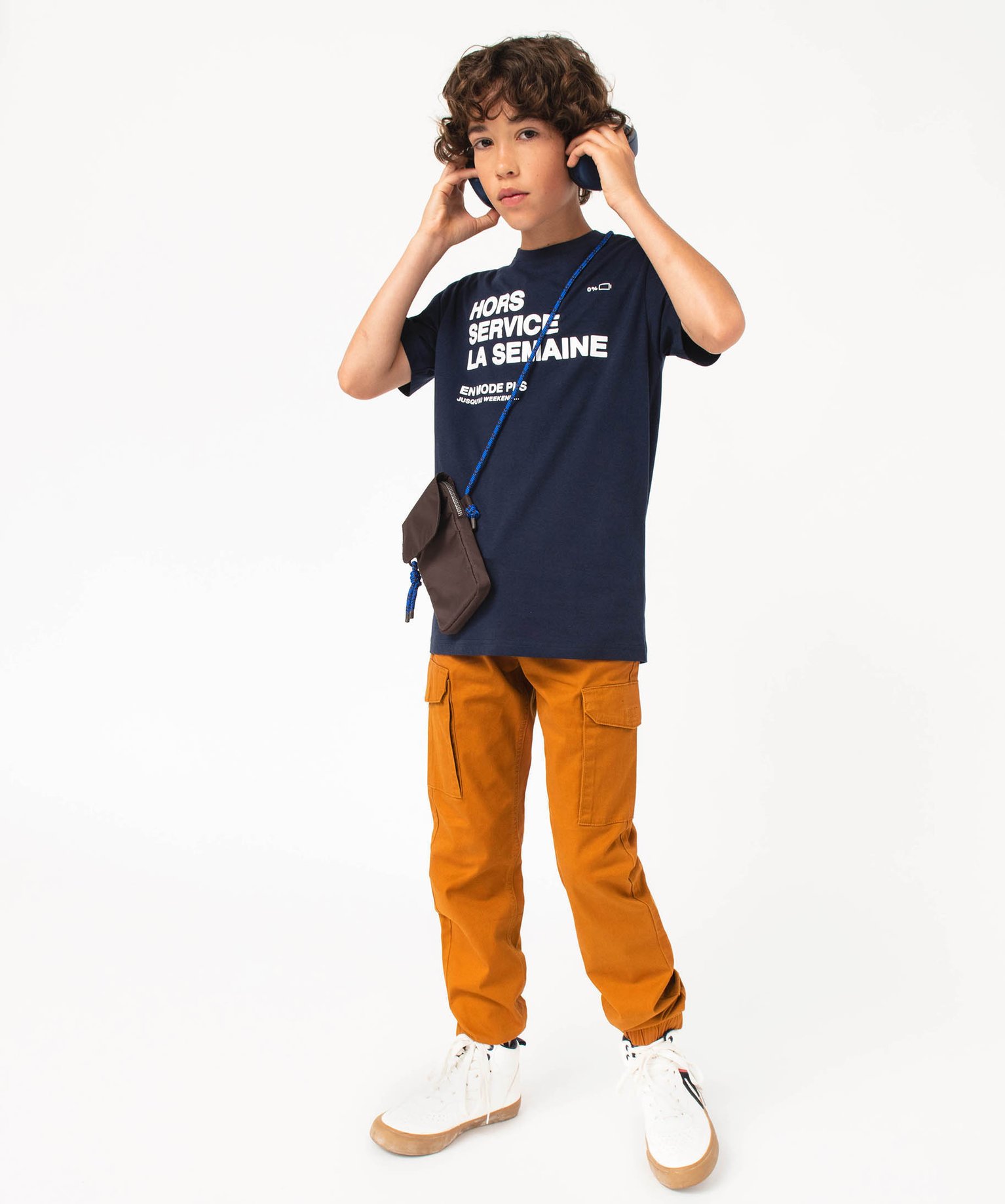 Pantalon en toile coupe jogger Garçon camel | GEMO