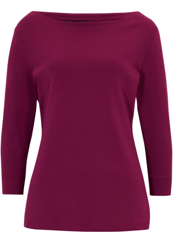 Stretch-Shirt mit U-Boot-Ausschnitt