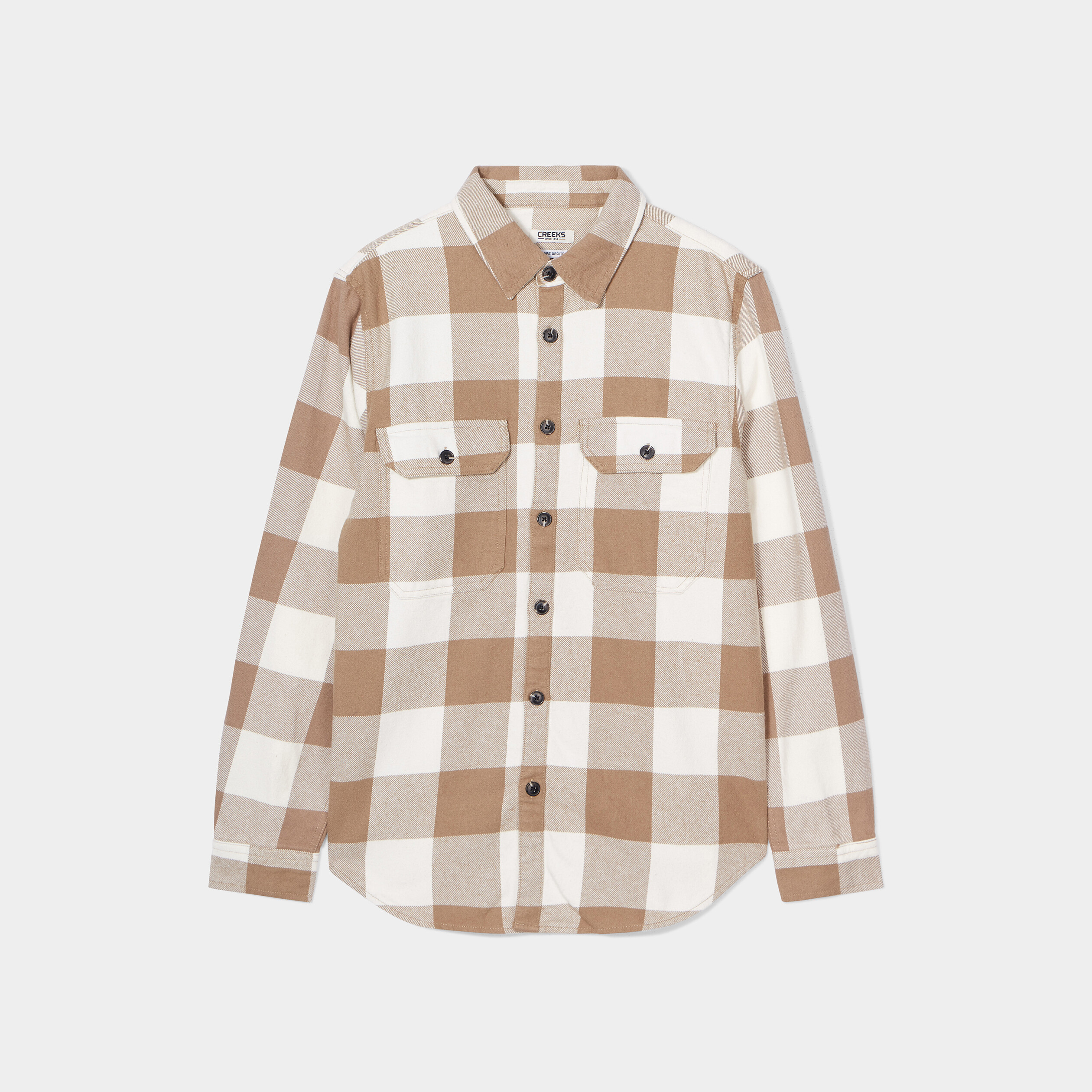 Surchemise coton manches longues Creeks beige homme | La Halle