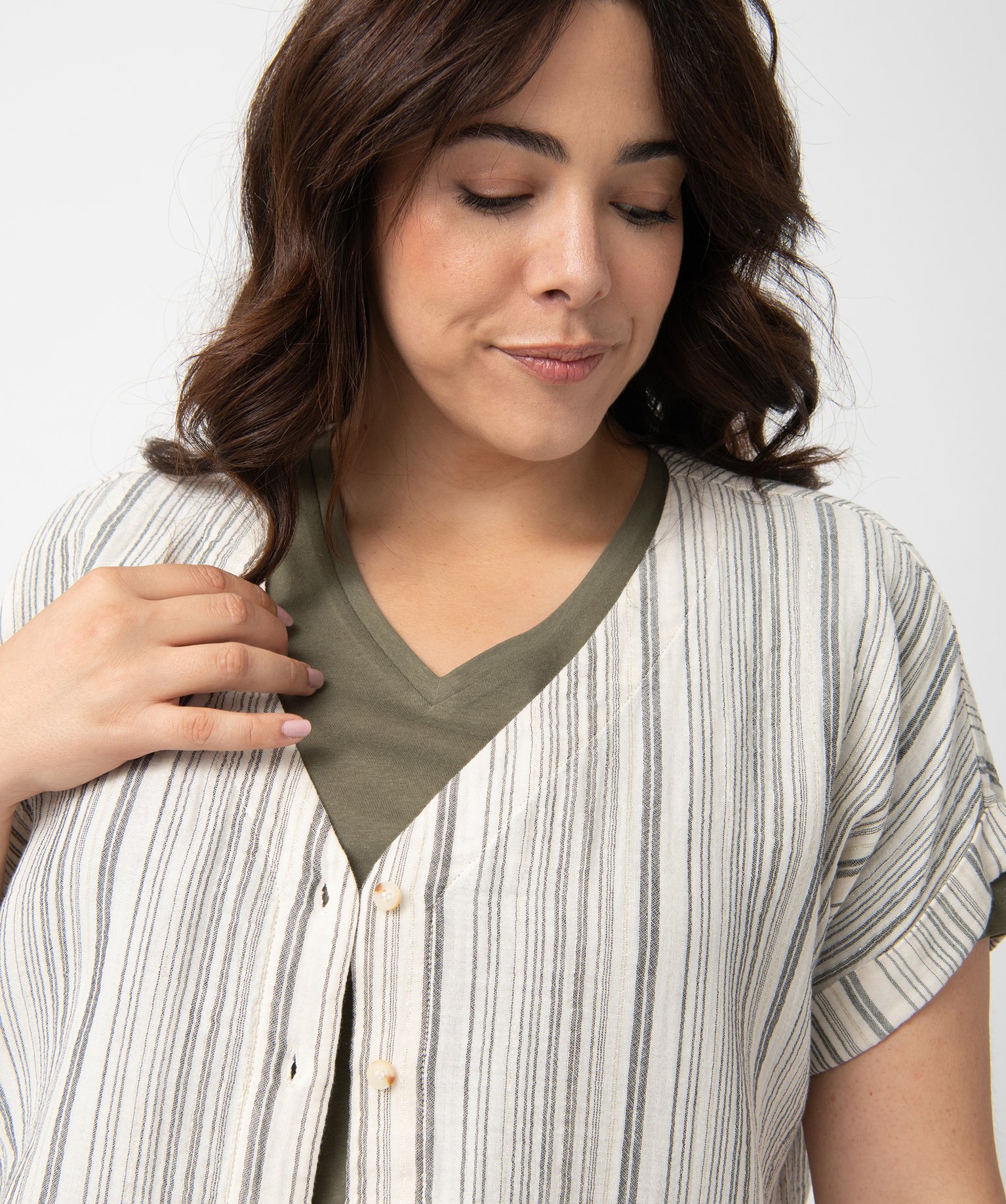 Blouse femme grande taille rayée à manches courtes  raye | GEMO
