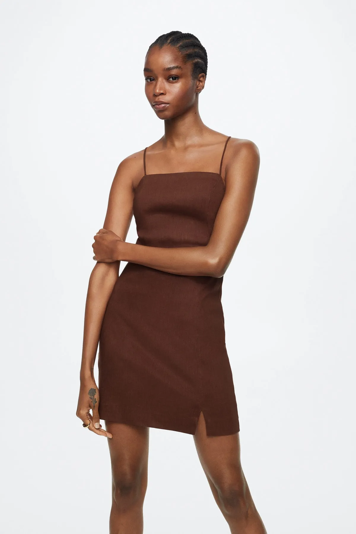 MANGO  Braunes Damenkleid 37010461
