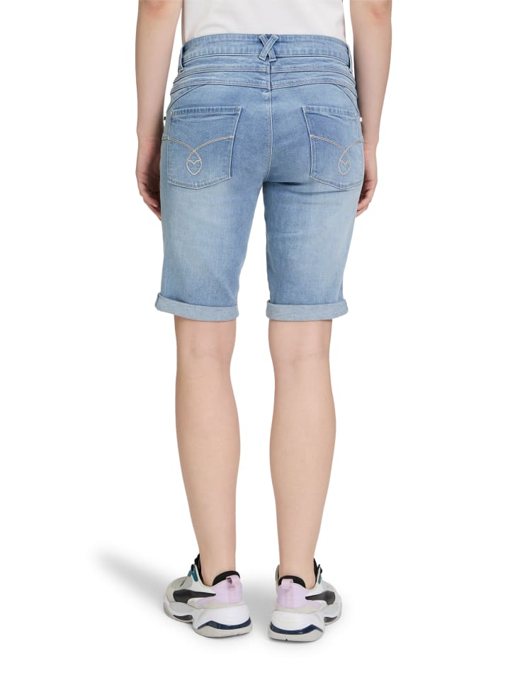 CARTOON Jeans-Shorts mit Stickerei in Blau günstig kaufen