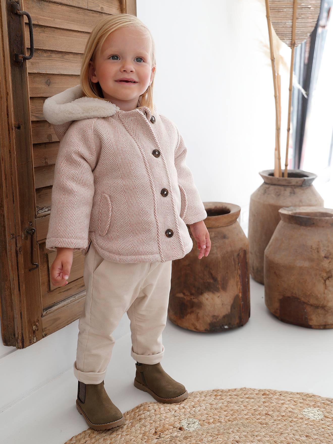 Vertbaudet Warmer Baby Wintermantel mit Recycling-Polyester - rosa