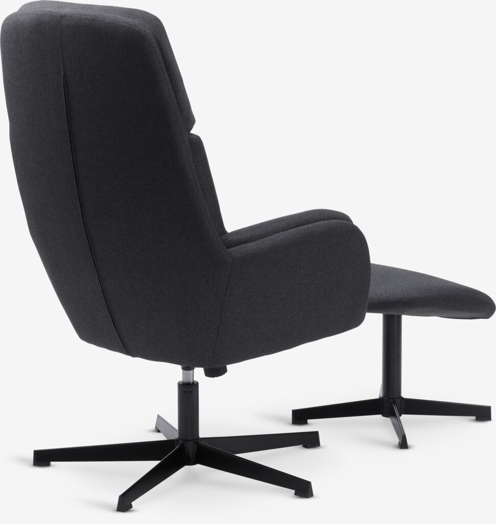 TANKEDAL Relaxsessel mit Hocker, dunkelgrauer Stoff
