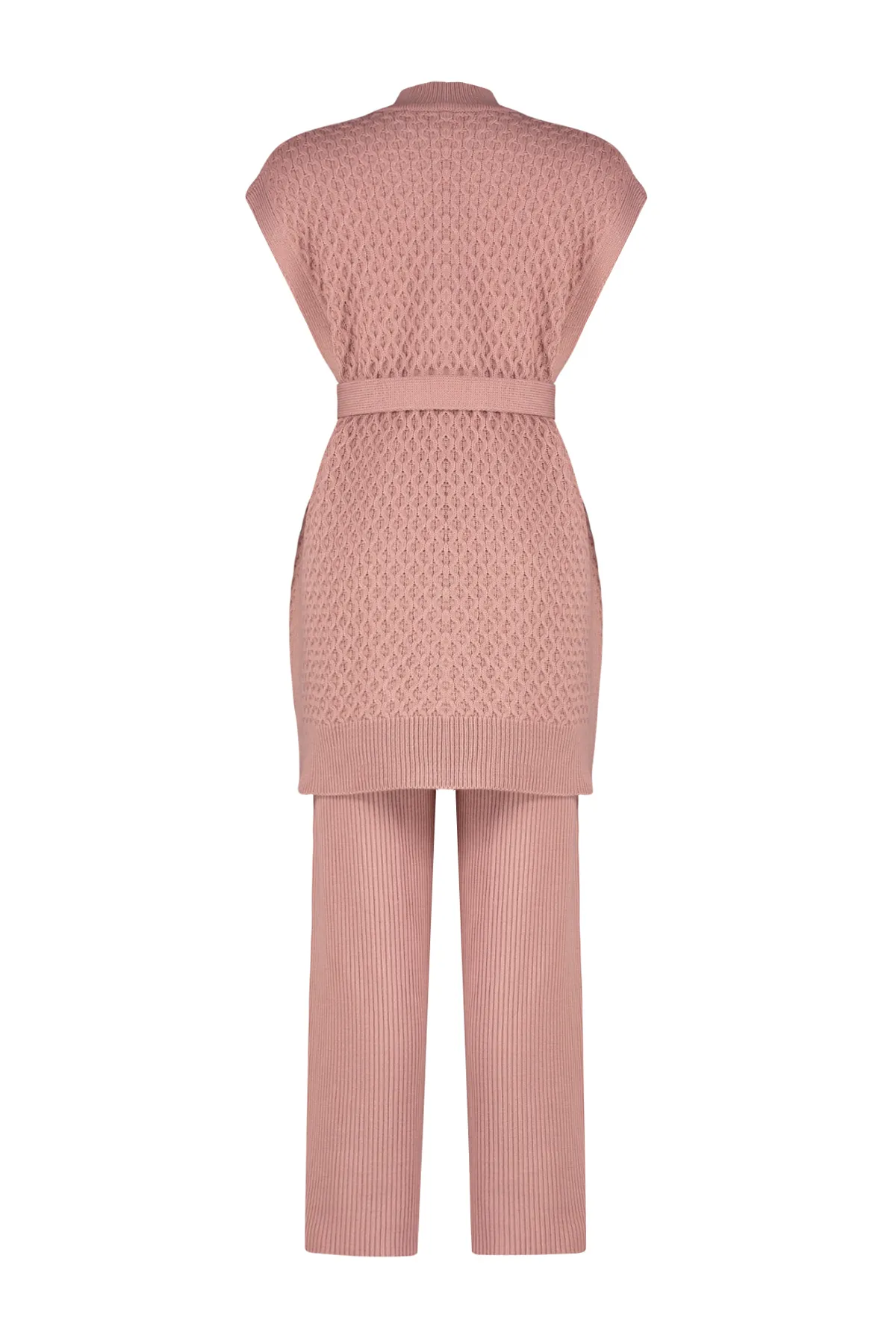 Trendyol Modest  Set aus Oberteil und Unterteil aus Strickpullover und -hose mit Reissverschluss und Rosenmuster TCTAW24US00045