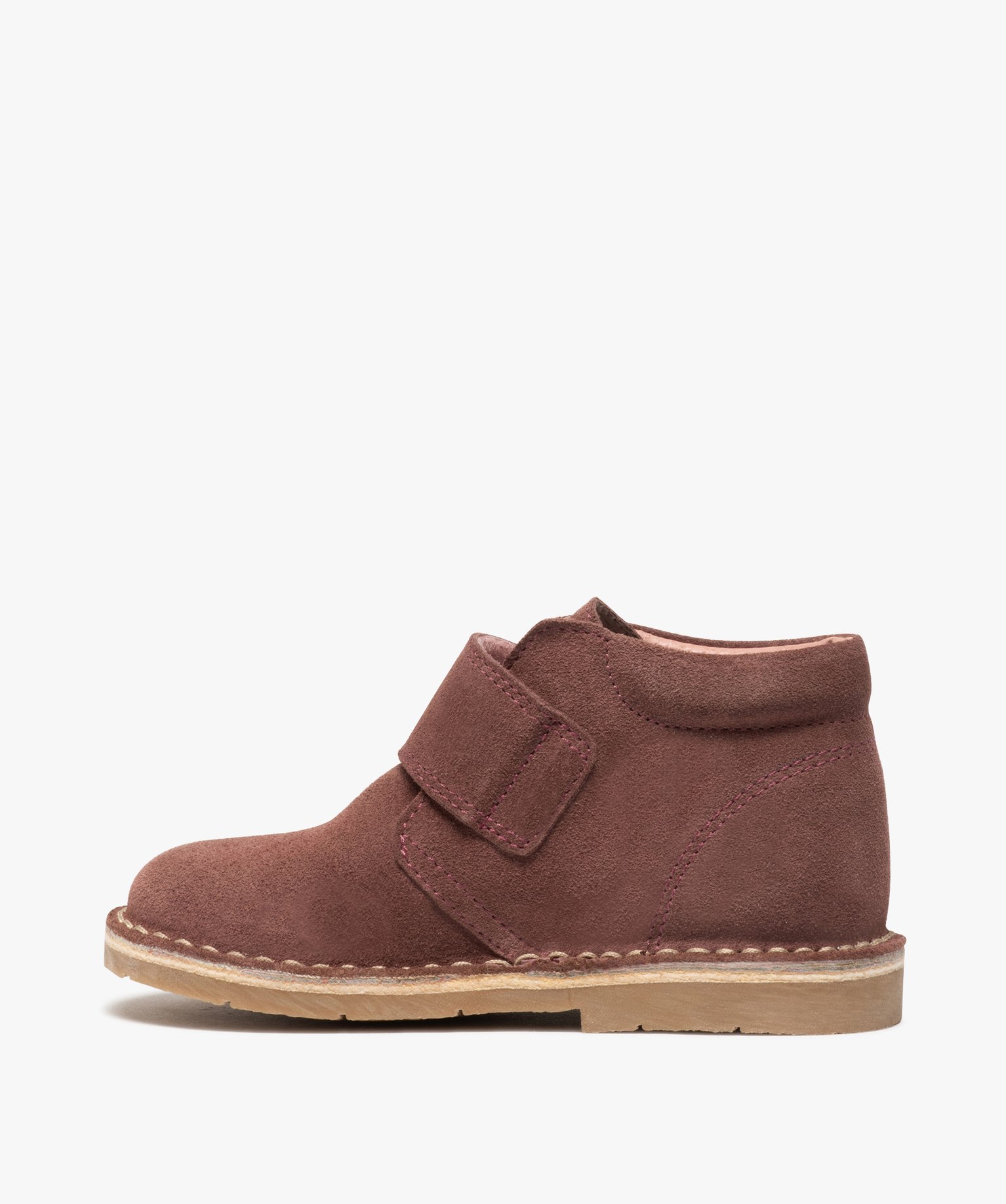 Boots enfant unis en cuir à fermeture scratch | GEMO