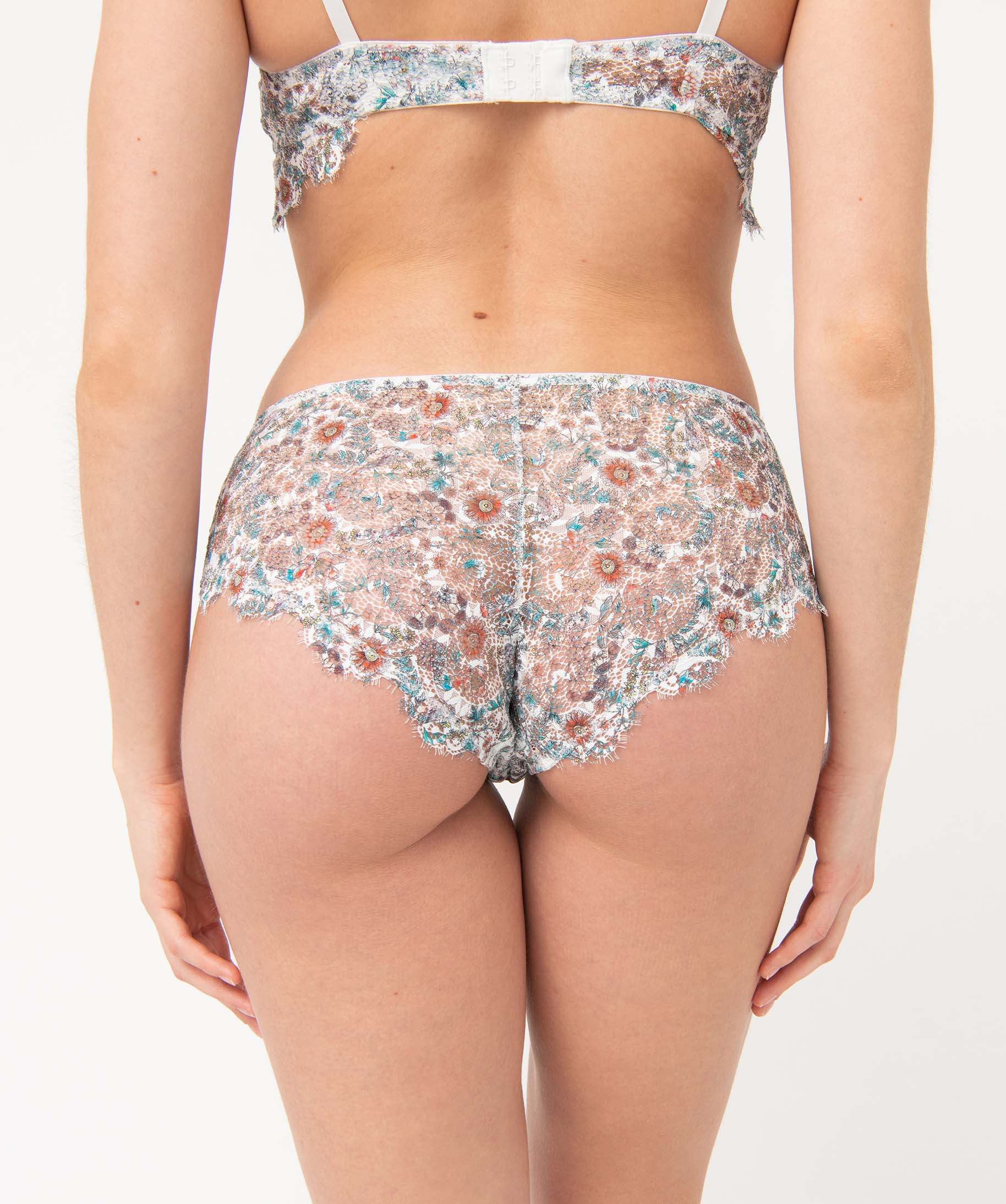Shorty femme en dentelle transparente imprime | GEMO