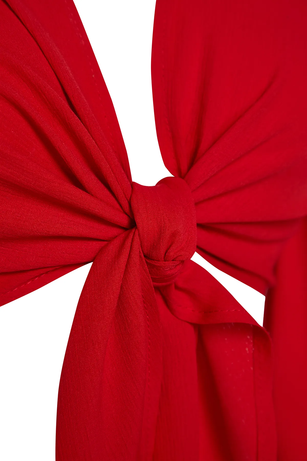 Trendyol Collection  Rote, bauchfreie, gewebte Volantbluse TBESS19BB0095