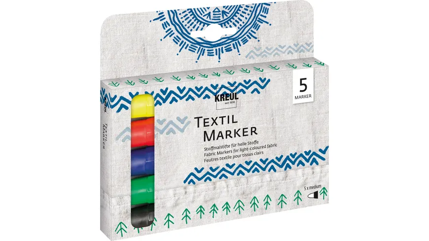 KREUL Javana texi mäx Sunny medium für helle Stoffe 5er Set