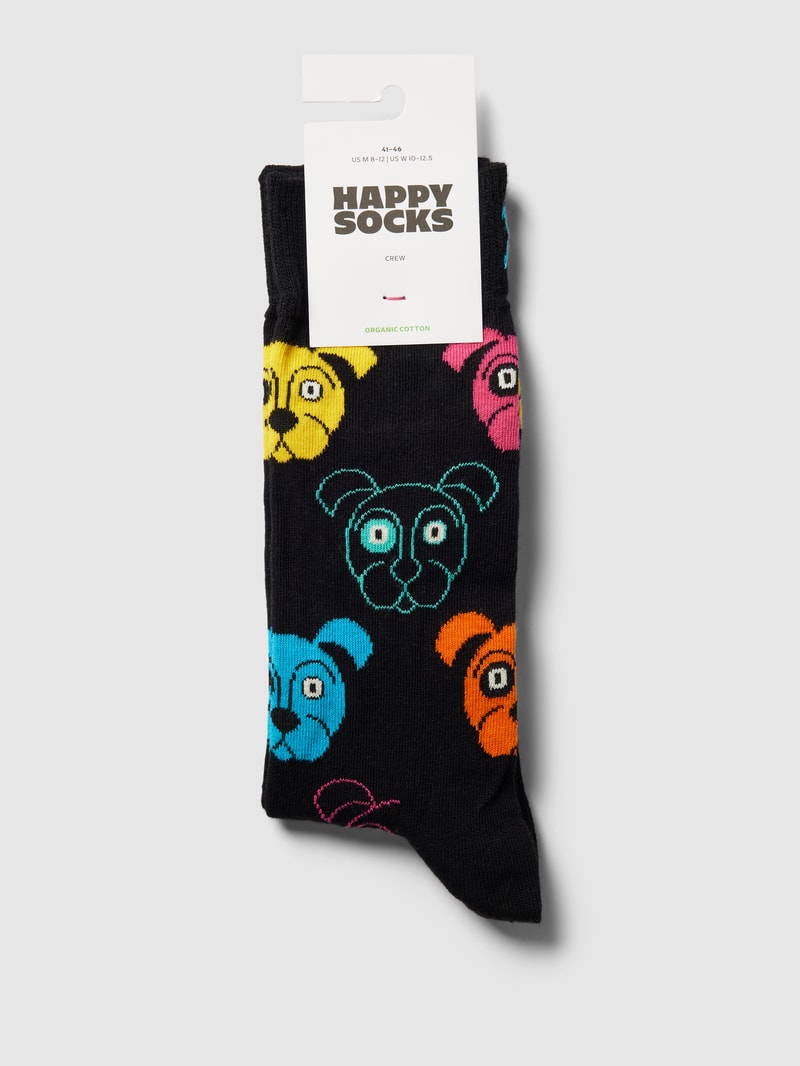 Socken mit Allover-Muster Modell 'Dog' in schwarz