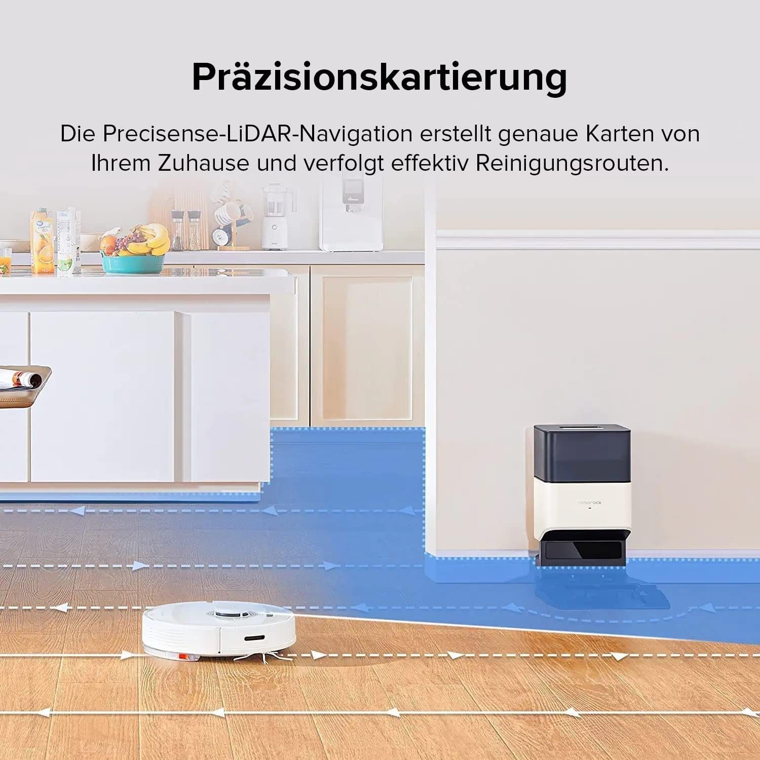 Roborock Saugroboter Q7 Max+, 58,00 W, 4200Pa, Intelligente Staubsammlung, Teppichboden reinigen, 3D-Map, LiDAR-Navigation, Kindersicherung, Beutellos, App-Steuerung