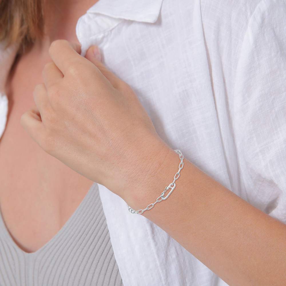 Elli Elli Bracelet Chaîne Ovale à maillons pour dames Tendance ajustable en 925/1000 a Bracelet