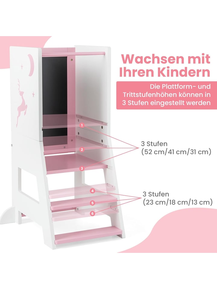COSTWAY 2 in 1 Tritthocker 1-7 Jahre in Rosa günstig kaufen onesize