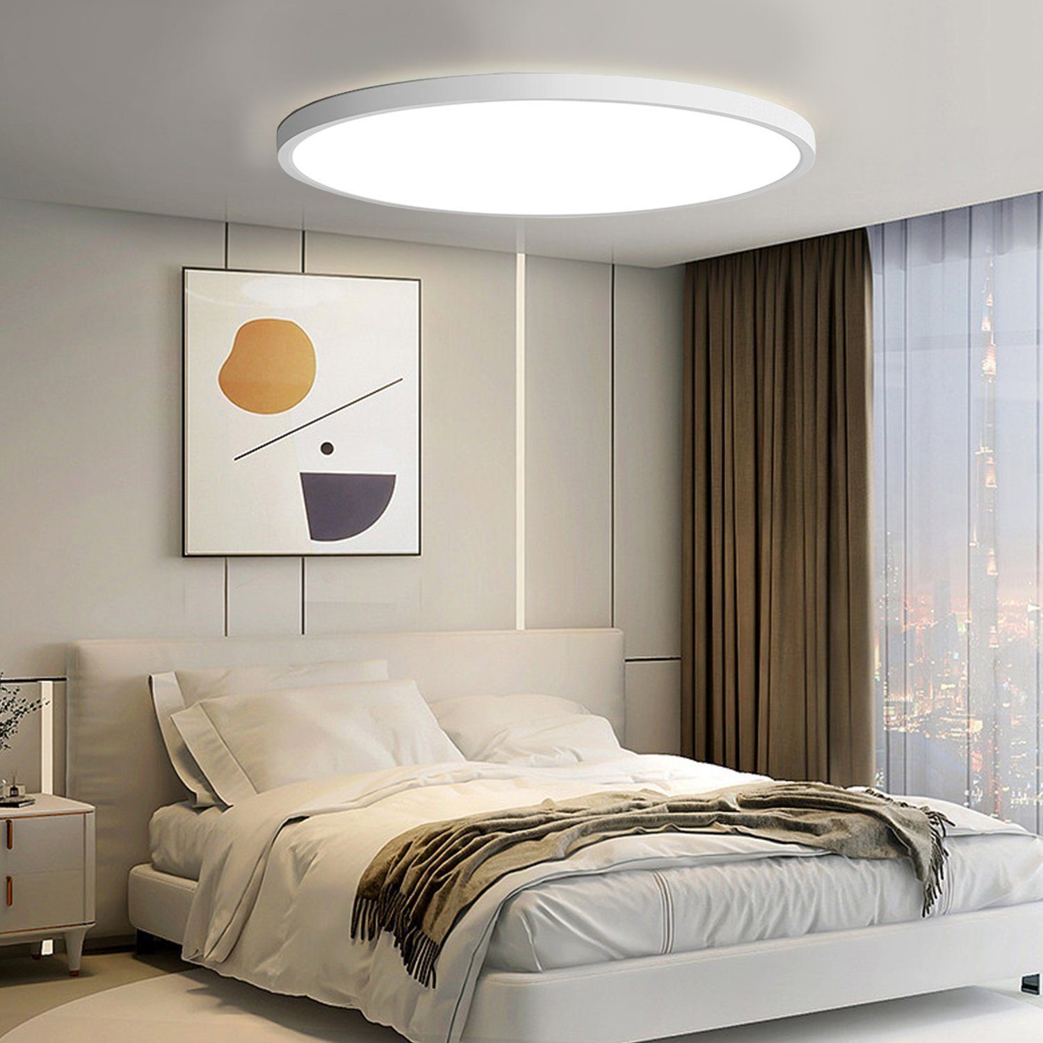 IBETTER Deckenleuchte LED Deckenlampe Flach Rund Ø23cm IP65Badezimmer licht,20W Wohnzimmer, Bad-Leuchte Lampe Flur inkl Leuchtmittel 20W 6500K, weiß, Wohnzimmer-Leuchte Lampe Flur inkl Leuchtmittel, küchenlampe