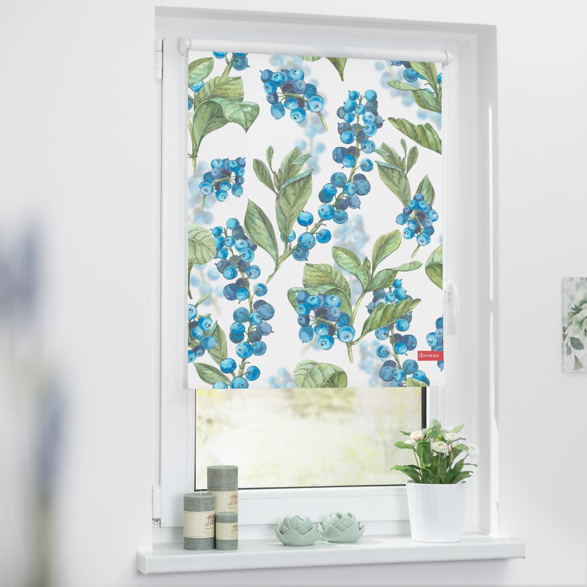 Lichtblick Rollo Klemmfix, ohne Bohren, blickdicht, Heidelbeere - Blau Grün, 120 cm x 150 cm (B x L)
