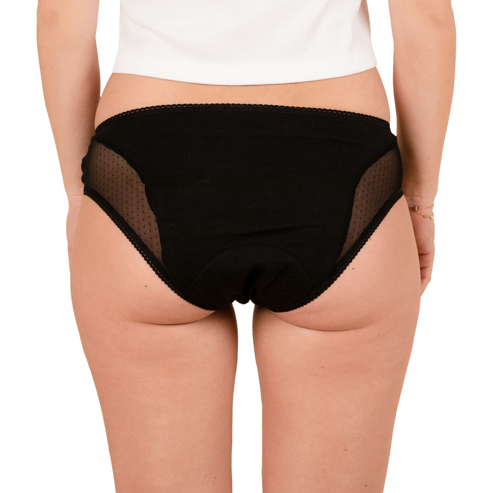 Jho Culotte non-détachable plumetis 44 - flux normal - noire Culotte menstruelle