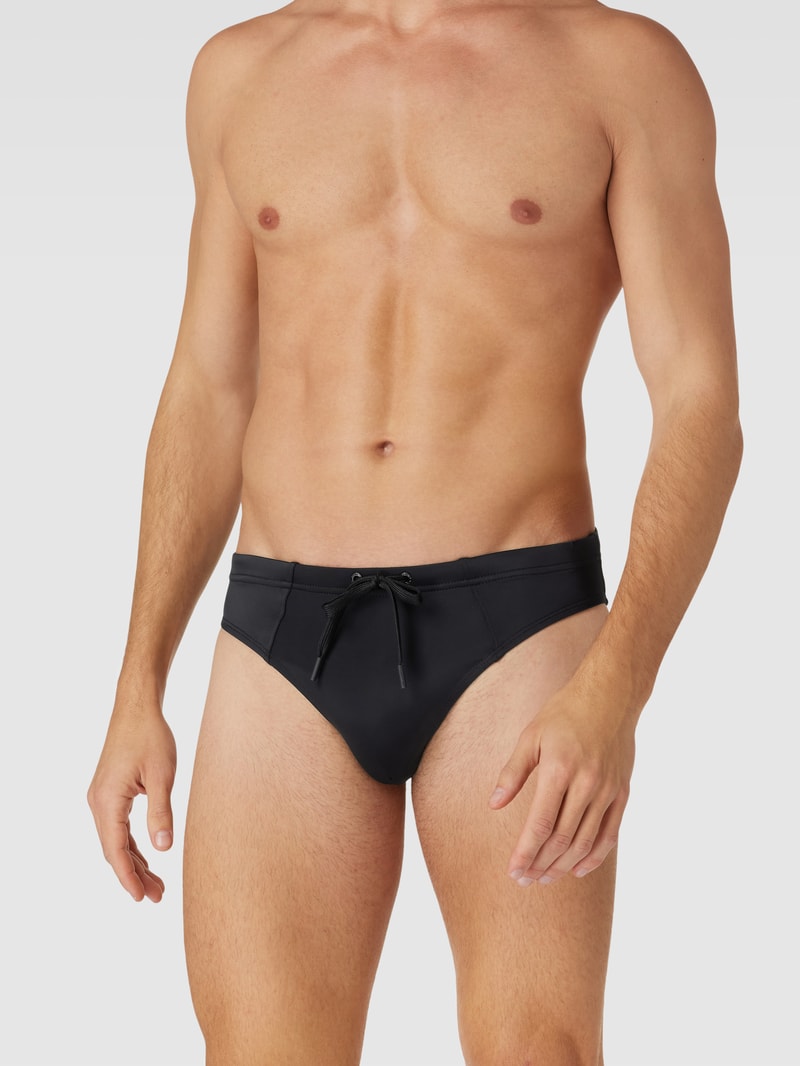 Badehose mit Label-Print in schwarz