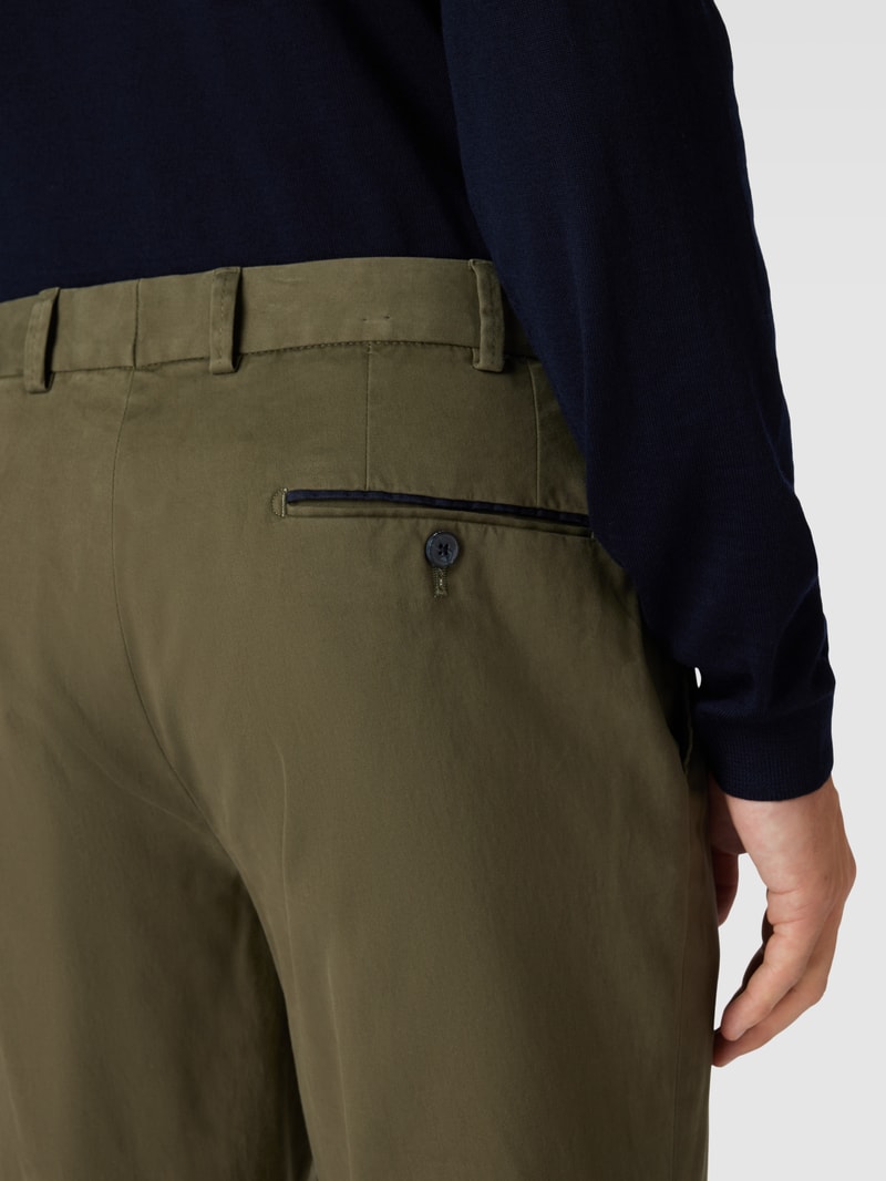 Regular Fit Bundfaltenhose Modell 'PEAKER' in olivgrün
