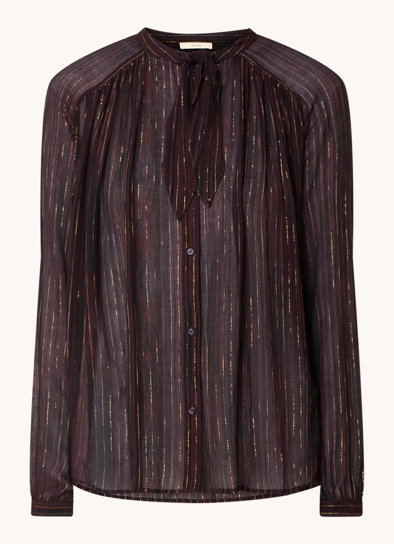 Sessùn Joylux semi-transparent blouse in silk blend with shawl collar and lurex