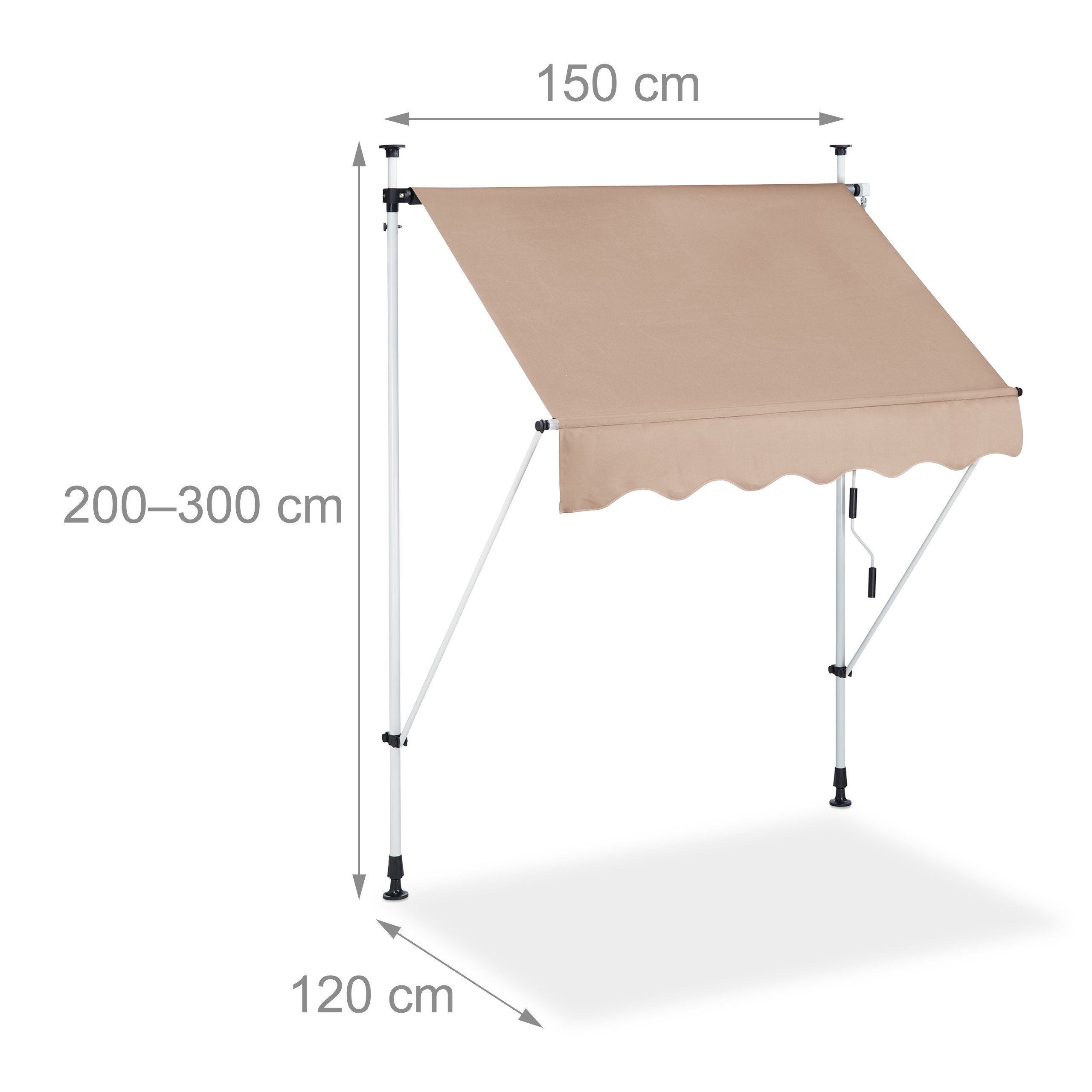 relaxdays Klemmmarkise Klemmmarkise beige 150 x 120 cm