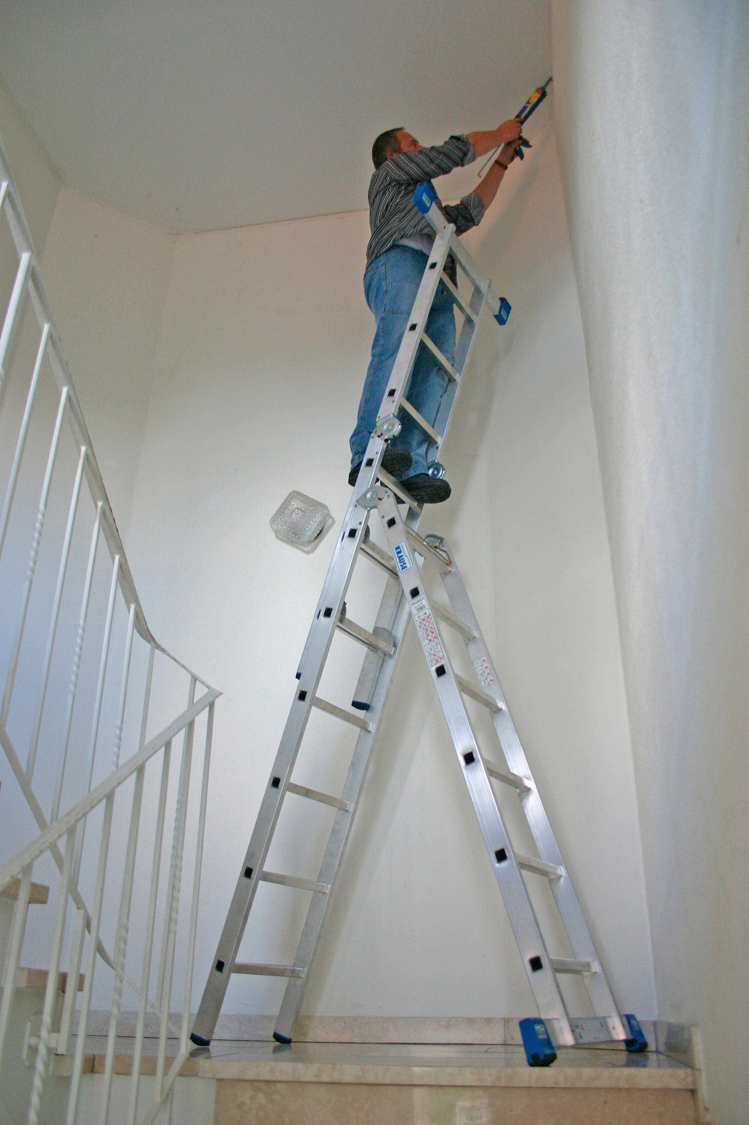 KRAUSE Gelenkleiter Stabilo, Combileiter mit 2x3 und 2x6 Sprossen