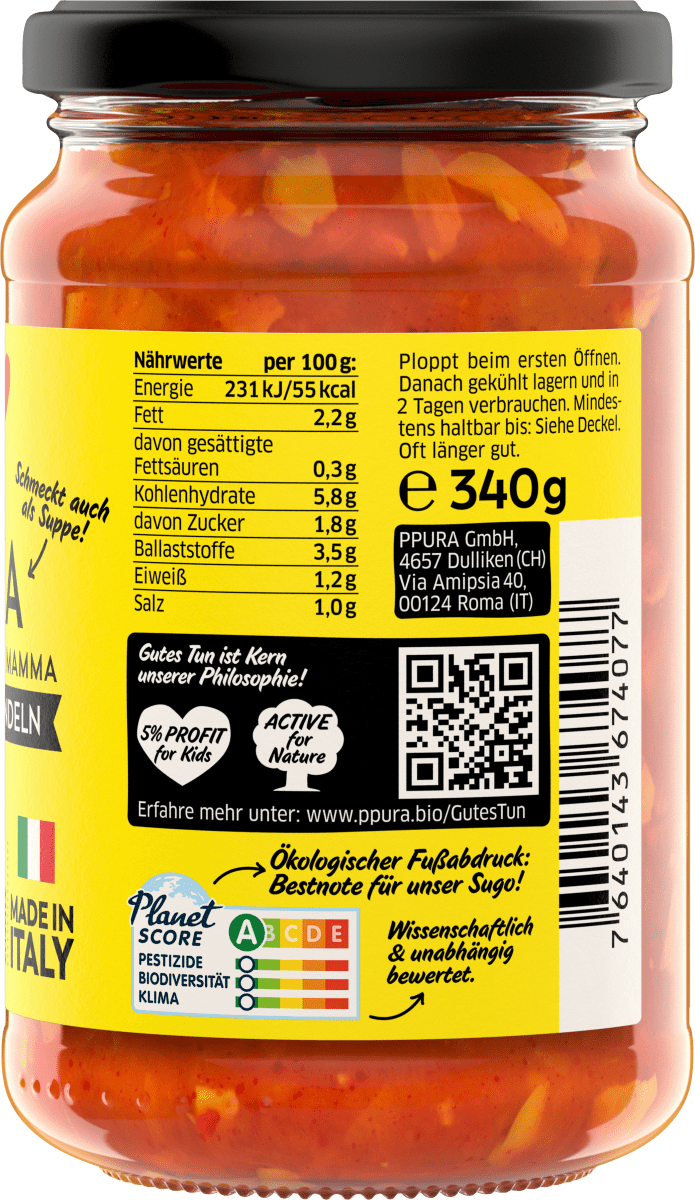 Tomatensoße, Paprika, gelbe Paprika & Mandeln, 340 g