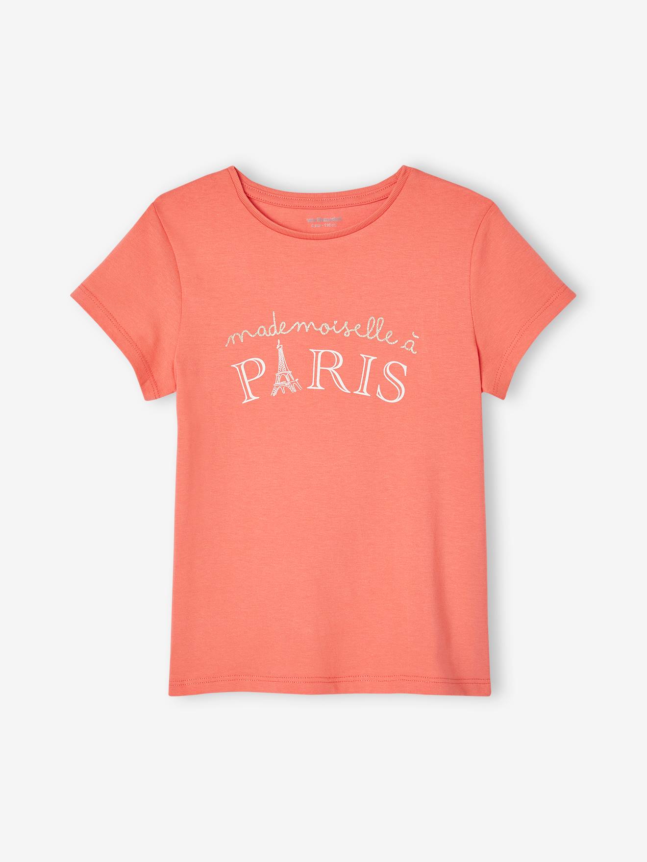 Vertbaudet Mädchen T-Shirt, Message-Print BASIC Oeko-Tex - wollweiß