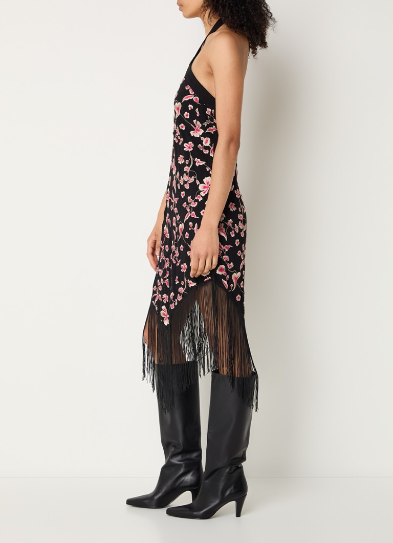 Robe dos nu mini Bryon de French Connection avec ourlet asymétrique et franges