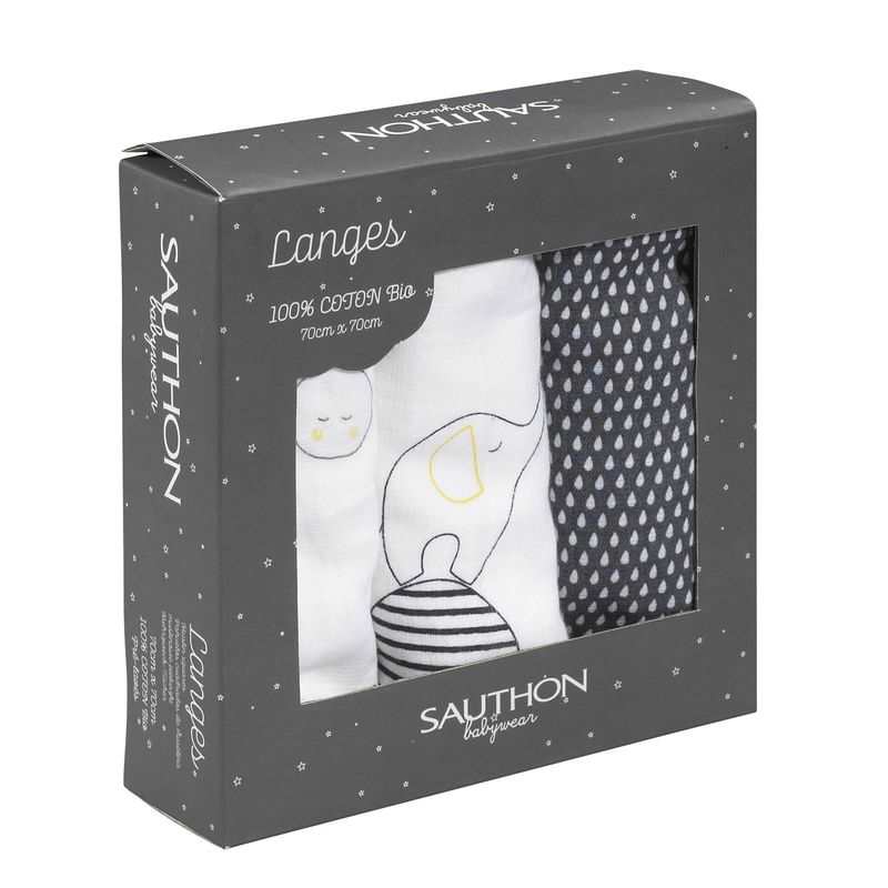 Lot de 3 langes coton bio Babyfan