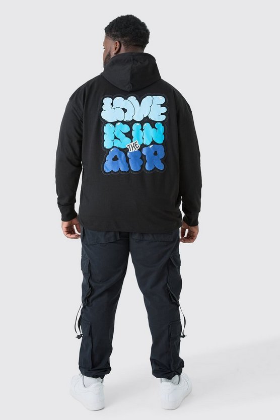 Plus Hoodie mit Love Is In The Air Print