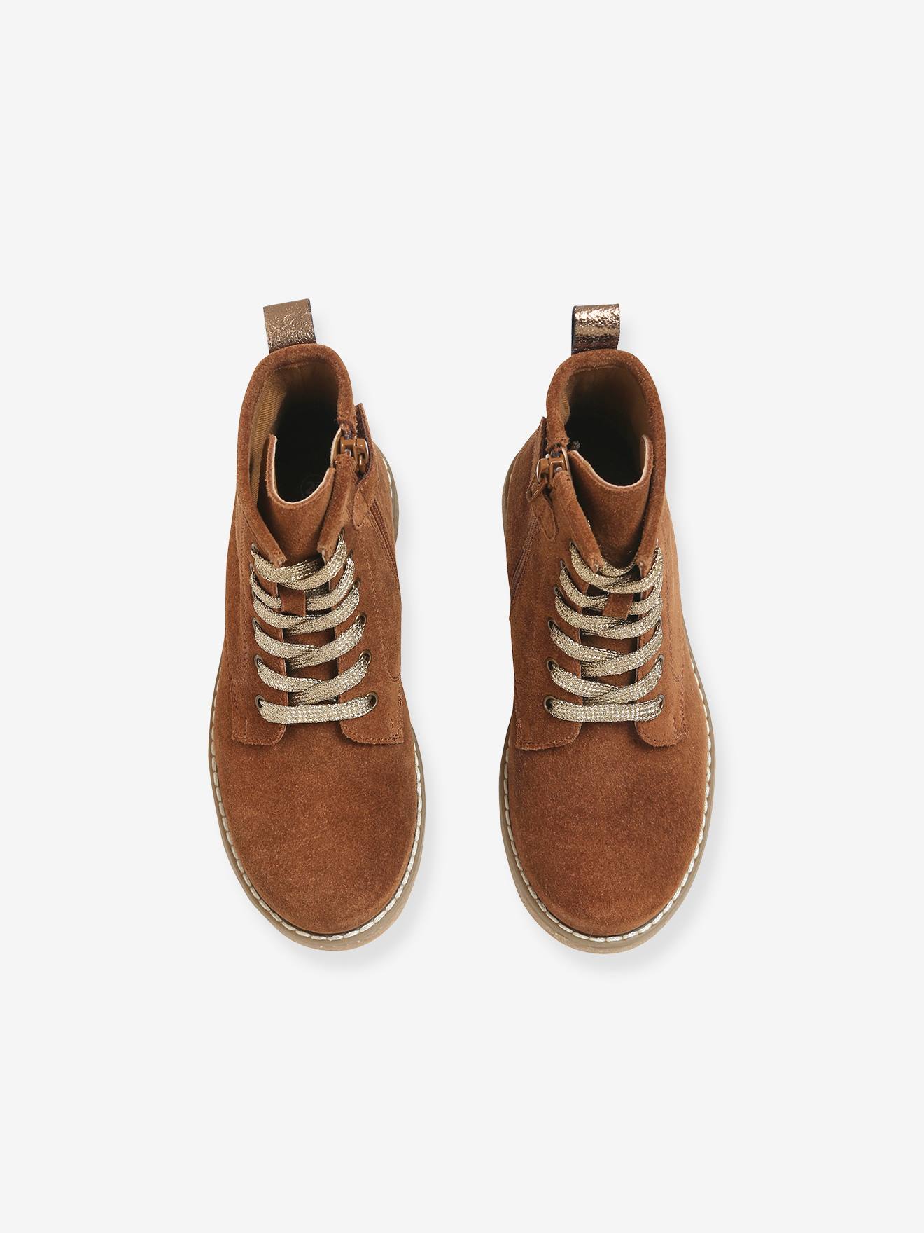 Vertbaudet Mädchen Boots mit Schnürsenkel + Reißverschluss - braun