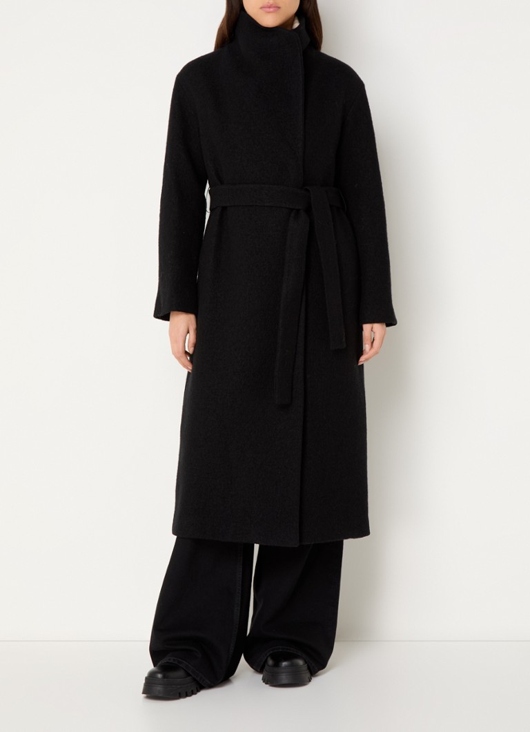 Cappotto di lana Whistles Morgan con tasche cucite e papillon