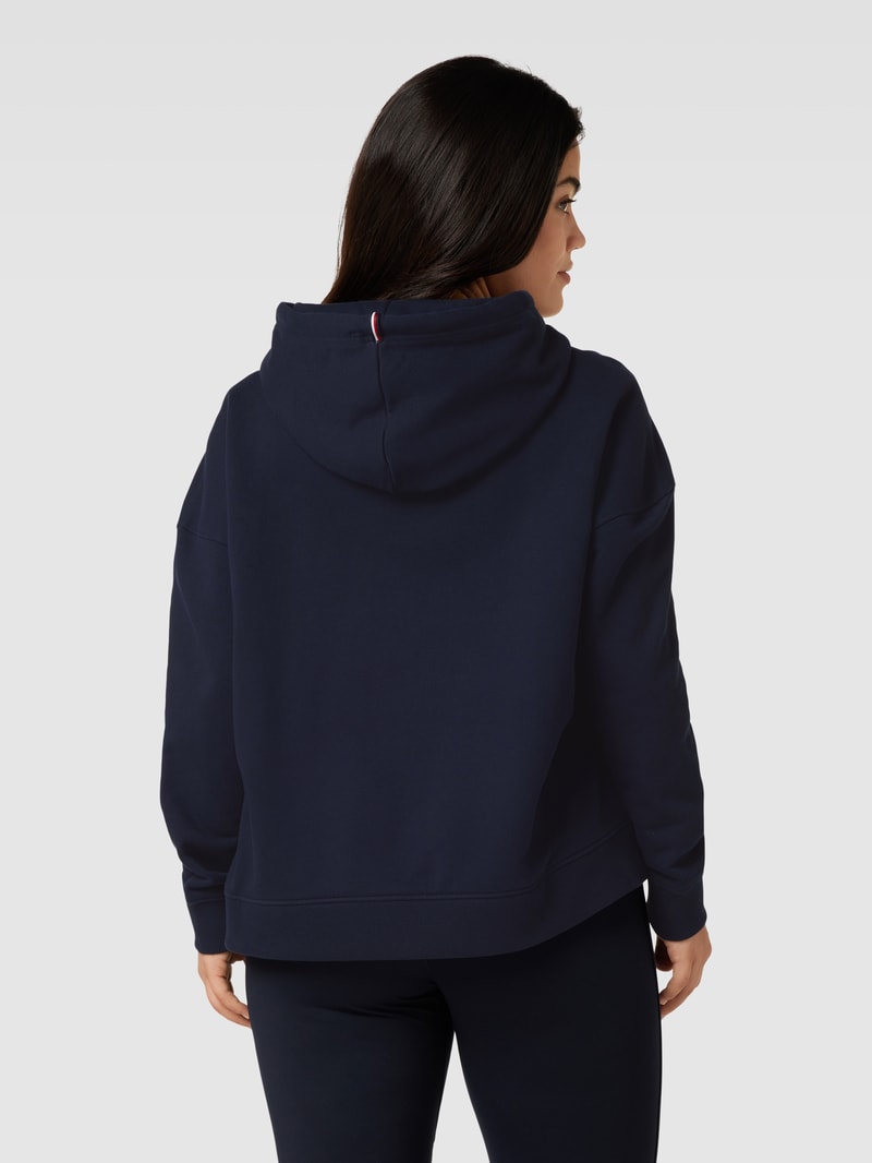 PLUS SIZE Hoodie mit Label-Stitching in marineblau