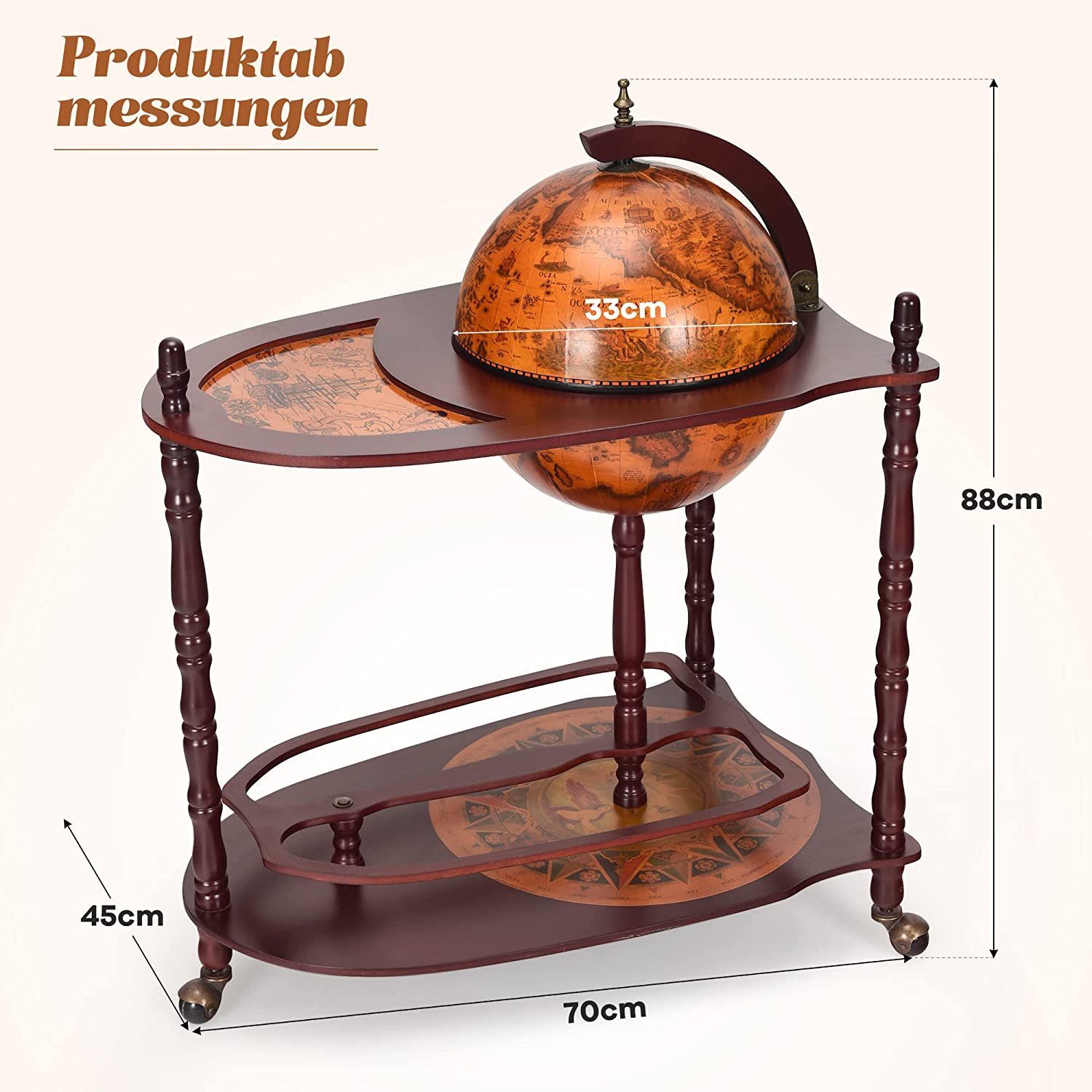 COSTWAY Weinregal Flaschenregal, Mit 3 Rollen, mit Tischplatte
