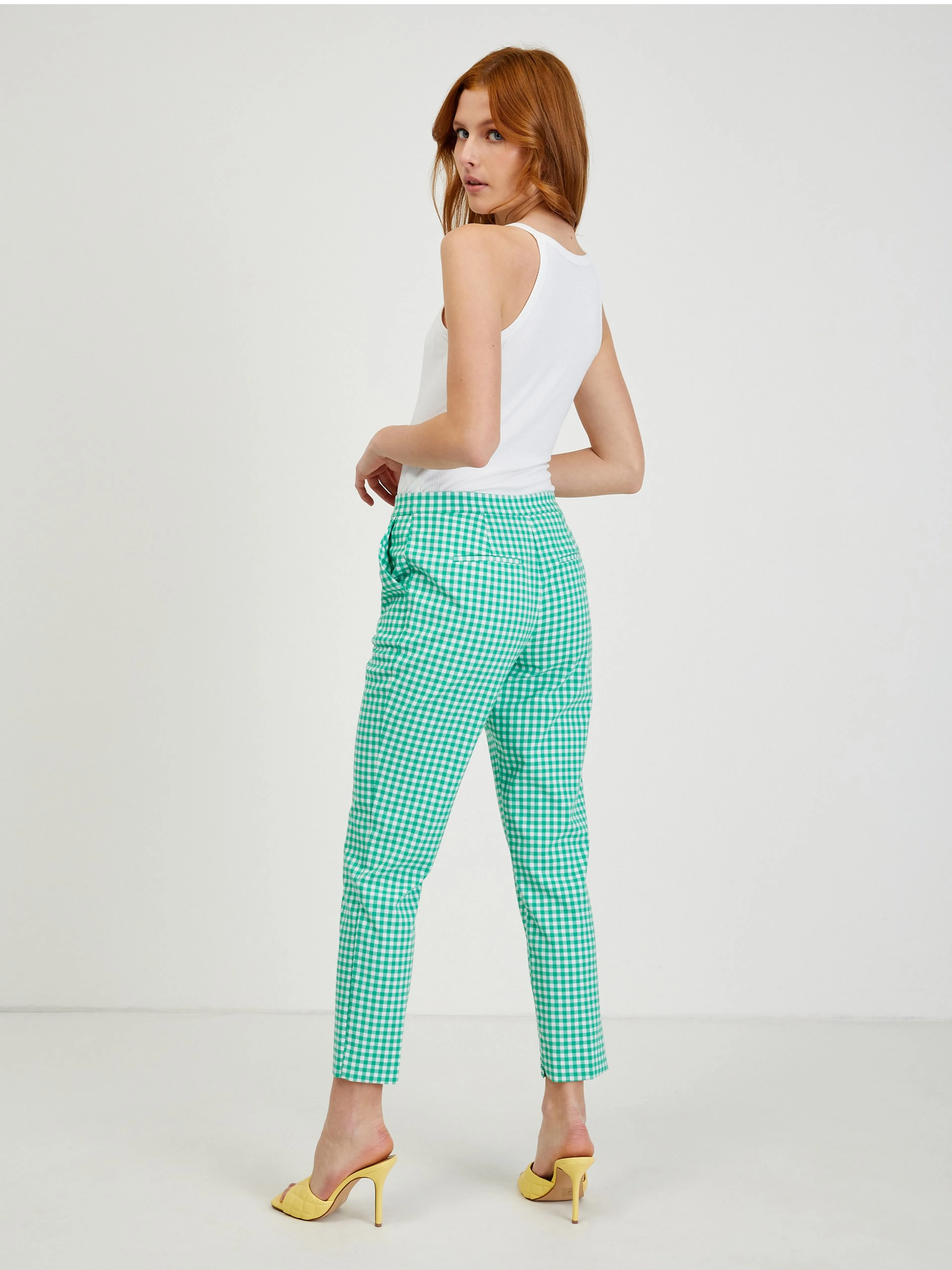 Hellgrüne karierte Damenhose ORSAY