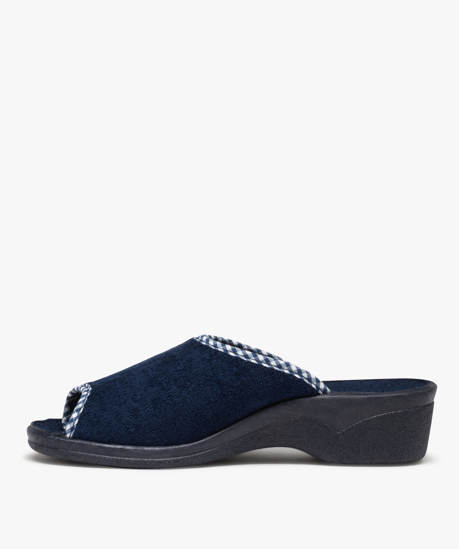 Chaussons femme mules confort compensées à bout ouvert marine | GEMO