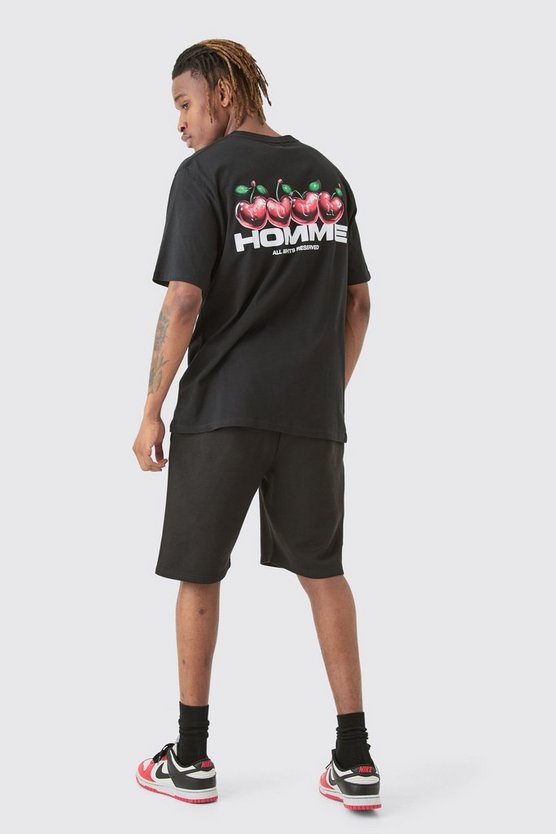 Tall T-Shirt & Shorts mit Homme Kirsch-Print