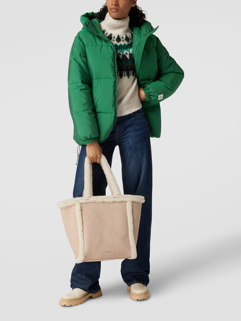 Shopper mit Besatz in Fell-Optik in sand